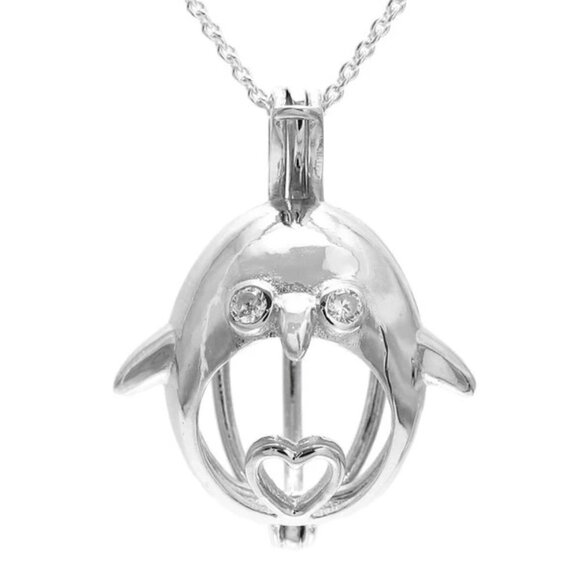 CUTE STERLING SILVER WADDLING PENGUIN PEARL CAGE PENDANT WITH CZ EYES. - Picture 2 of 3